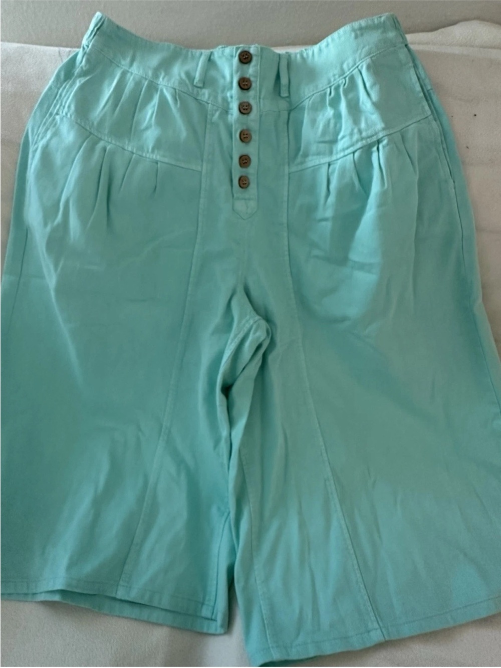 We The Free Seafoam High-Waist Button-Front Bermuda Shorts